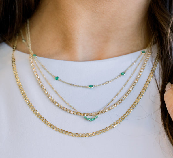 Petite Graduated Emerald Gemstone Necklace