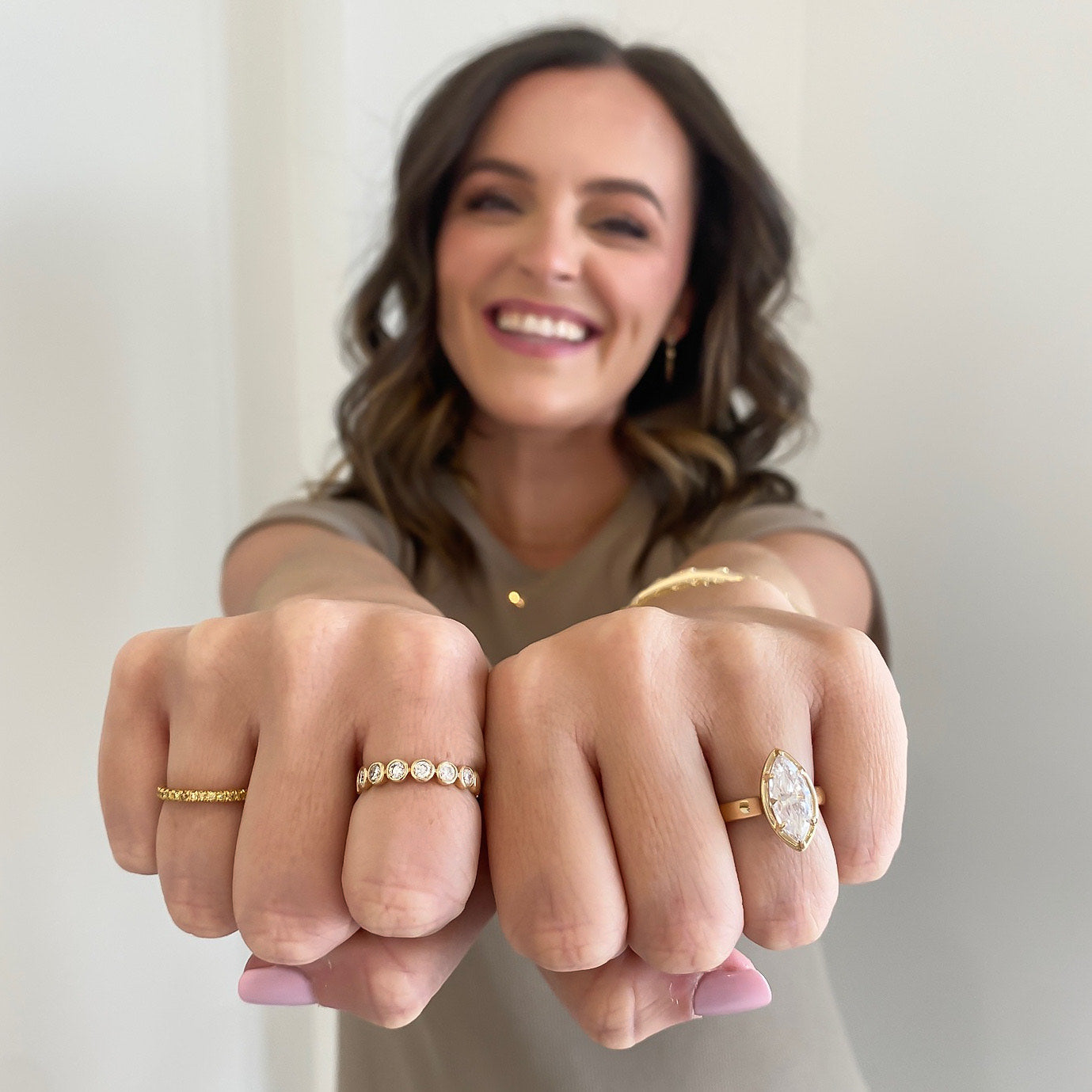 Round Diamond Bezel Set Stackable Ring Wedding Band