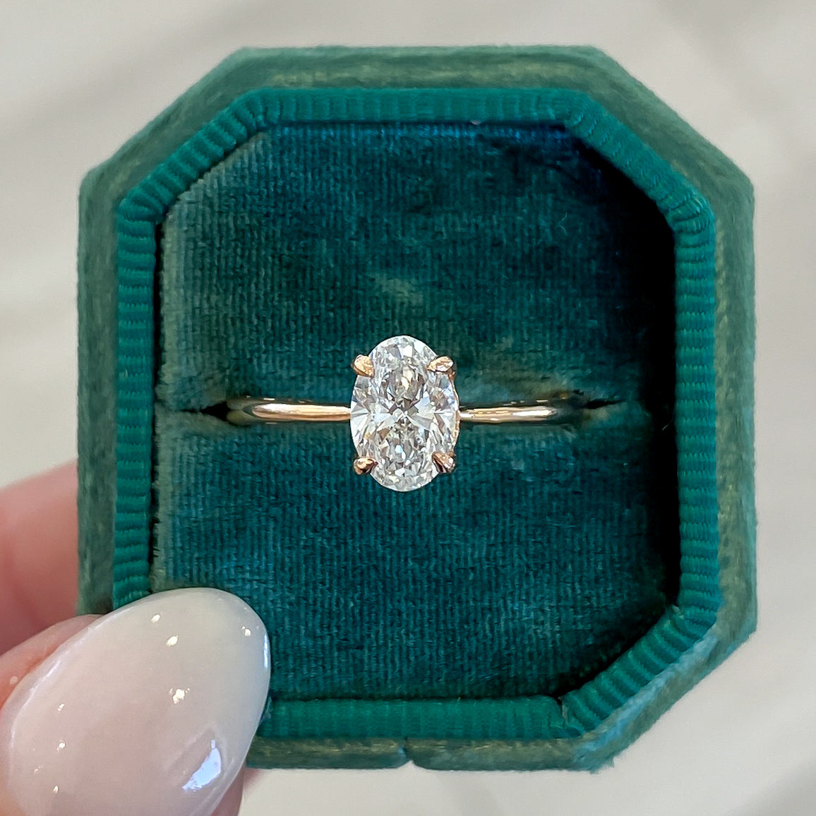 Antique-Inspired Oval Diamond Solitaire Ring, CTTW