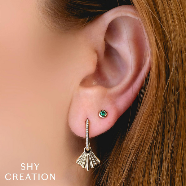 Emerald Gemstone Bezel Earrings