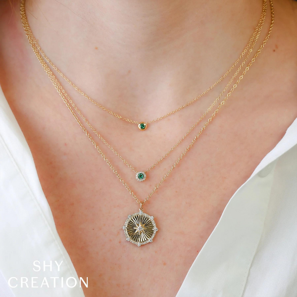 Emerald Gemstone Bezel Necklace