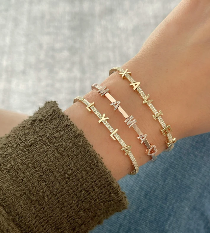 Diamond and Gold Custom Name Eternity Bracelet - Main Image