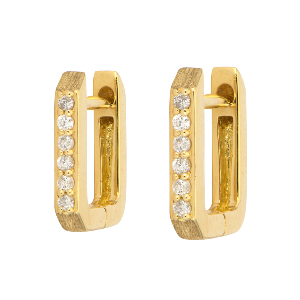 Petite Diamond Square Hoop Earrings (Pair)