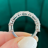 Alternating Cushion and Round Diamond Half Eternity Band