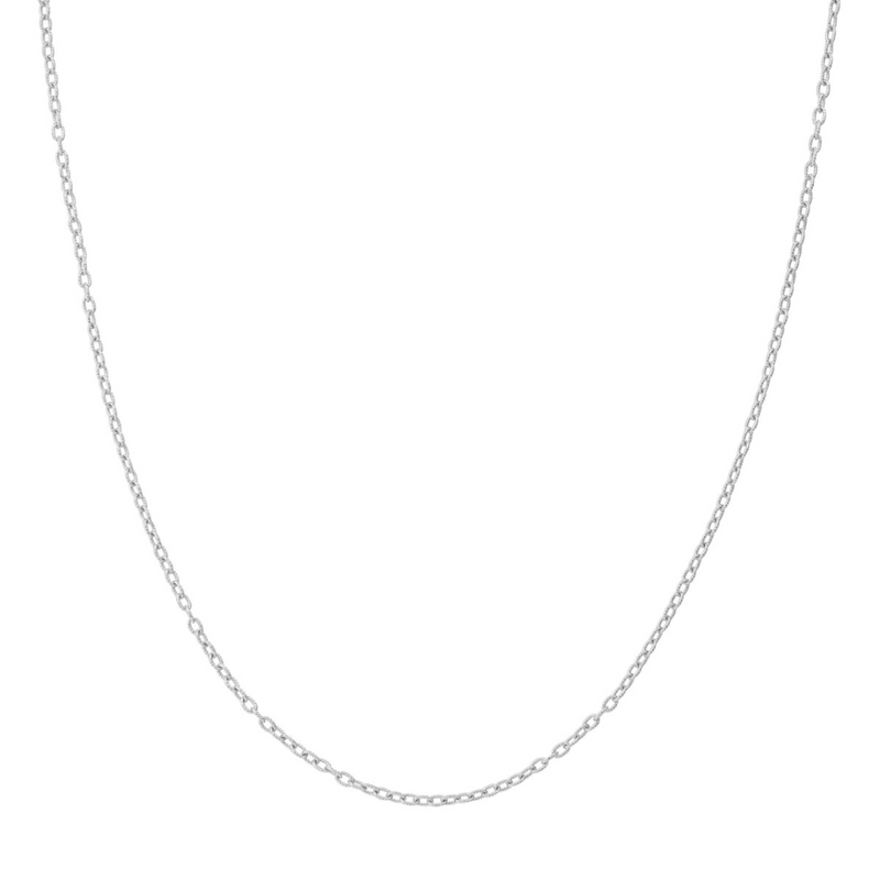 White Gold Textured Rolo Chain, 18"