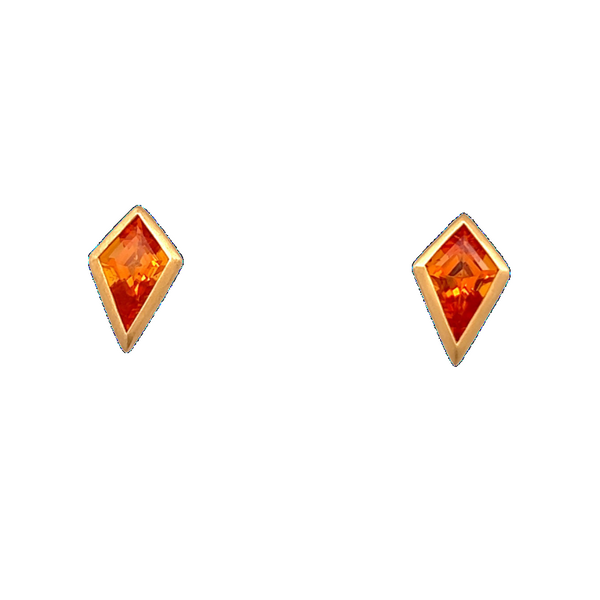 Kite Spessartite Garnet Bezel Stud Earrings