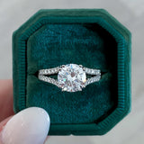 Diamond Split Band with Diamond Underhalo Round Engagement Ring Setting (Does Not Include Center Stone)