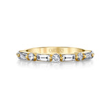 Alternating Baguette & Round Diamond Stackable Wedding Band