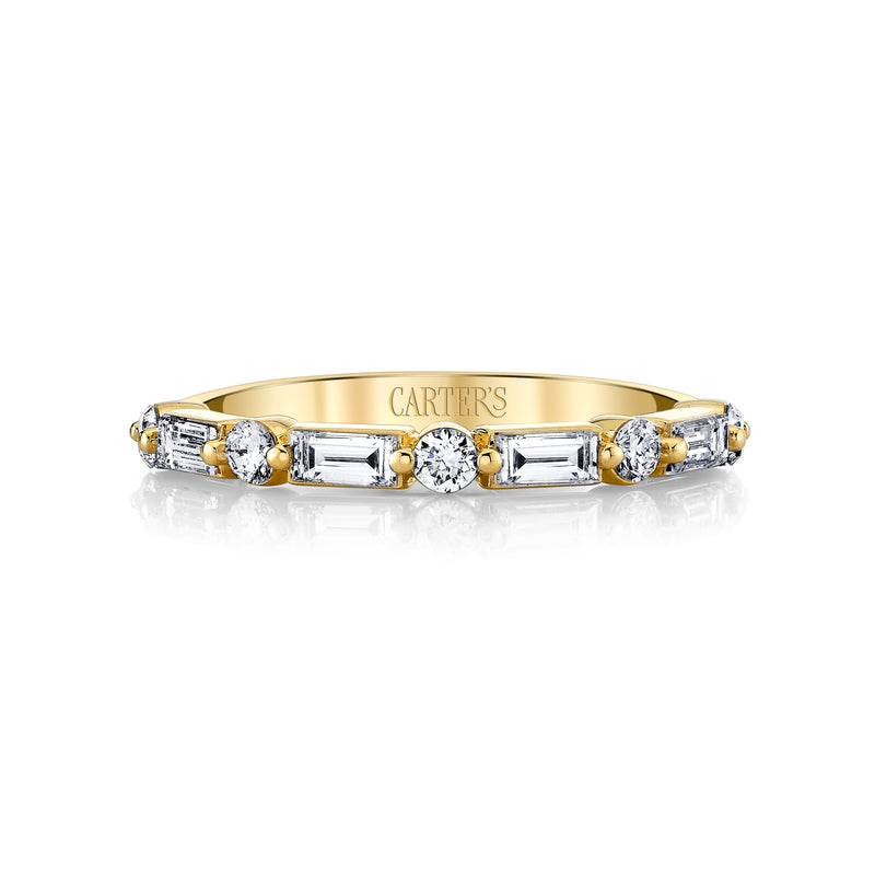 Alternating Baguette & Round Diamond Stackable Wedding Band