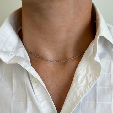 Men's 14K White Gold Wheat Chain, 18" - Carter's Collective Fine Jewelry