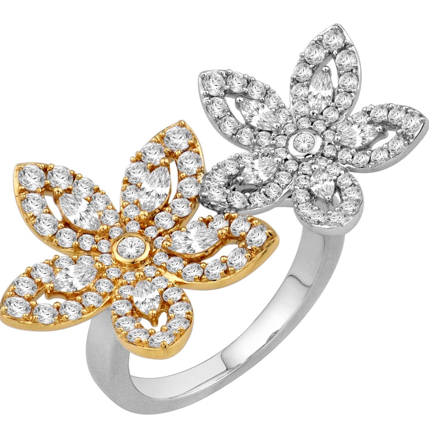 Marquise Accent Diamond Flower Fashion Ring, 1.75 CTTW - Carter's Collective Fine Jewelry