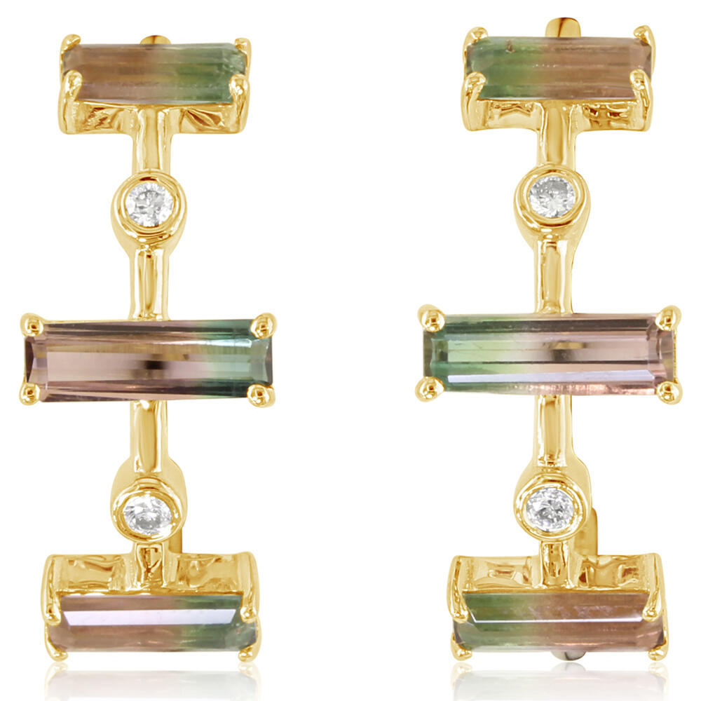 Watermelon Tourmaline Half Hoop Earrings - Carter's Collective Fine Jewelry