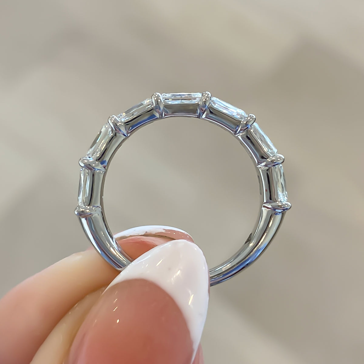 Natural Antique Cushion Diamond East to West Half Eternity Wedding Band, 2.15 CTTW - Carter's Collective Fine Jewelry