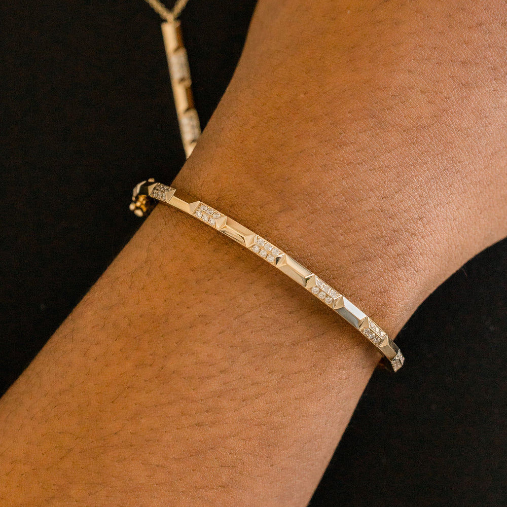 Pyramid Diamond Station Bangle Bracelet