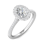 Oval Diamond Halo Semi Mount Engagement Ring Setting with Diamond Gallery Detail (Does Not Include Center Stone)
