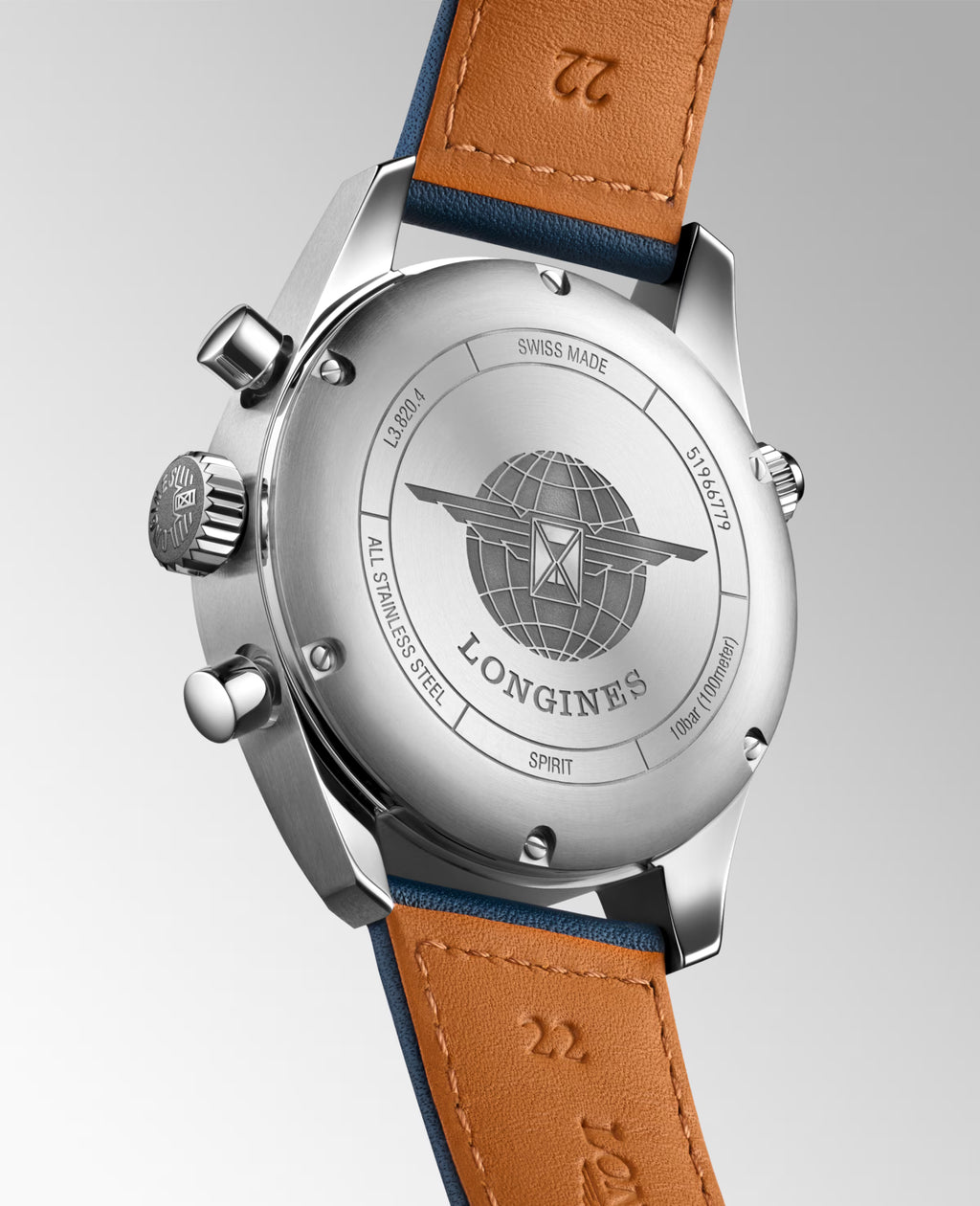 Longines "Spirit Chronograph" Watch with Sunray Blue Dial & Blue Leather Strap - Carter's Collective Fine Jewelry
