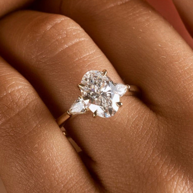 Daisy Oval Lab Grown Diamond Engagement Ring with Accent Stones, 2.32 CTTW - Carter's Collective Fine Jewelry