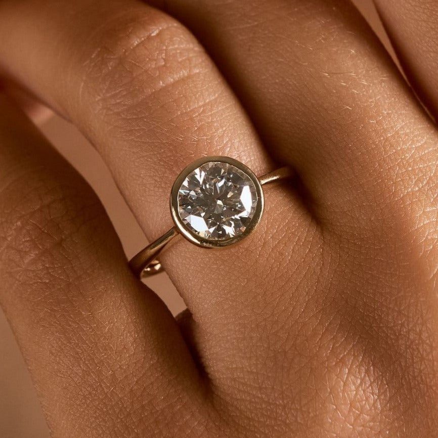 Lab Grown Round Diamond Bezel Engagement Ring, 2 CTTW - Carter's Collective Fine Jewelry