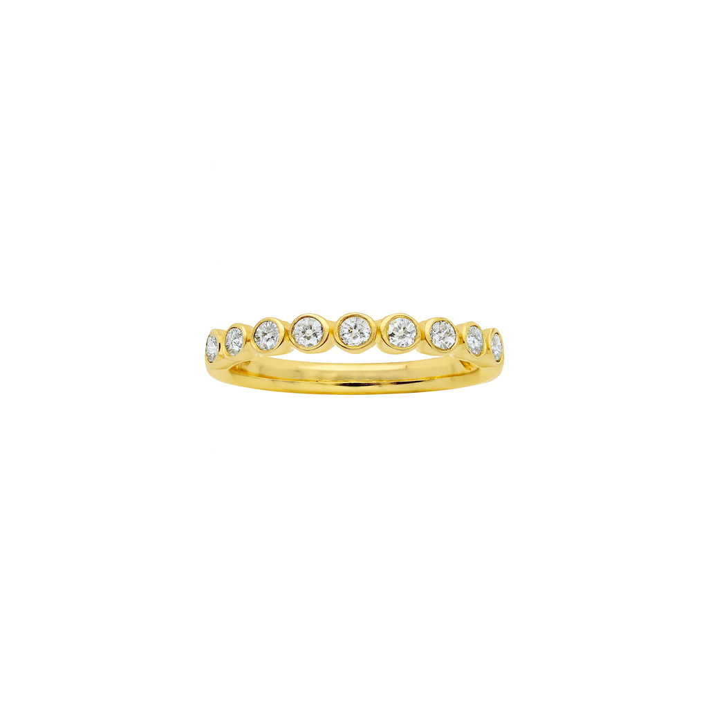Yellow Gold Bezel Set Diamond Wedding Band, 0.22 CTTW - Carter's Collective Fine Jewelry
