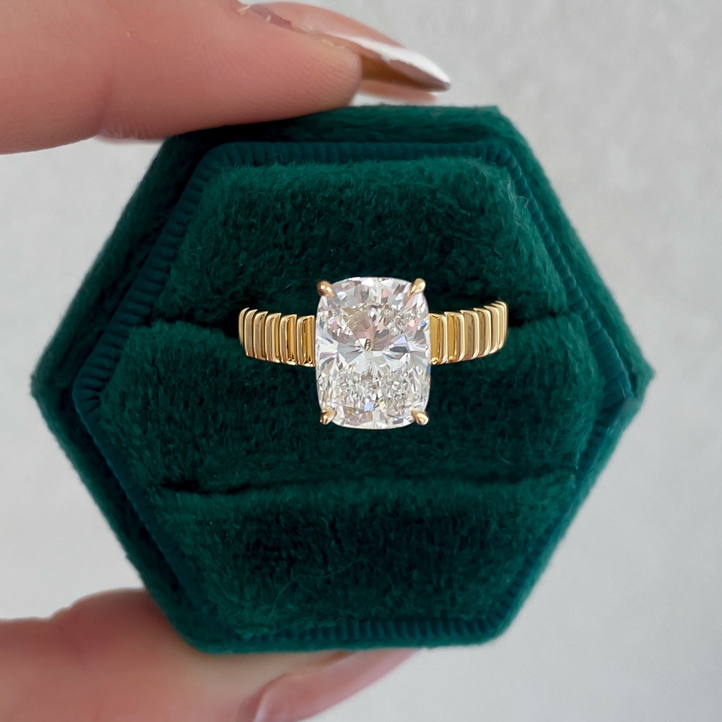 Lab Grown Oval Diamond Fluted Solitaire Engagement Ring - Carter's Collective Fine Jewelry