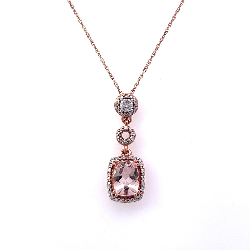Previously Loved Morganite and Diamond Pendant Necklace