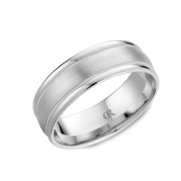 Men’s Wedding Band with Sandpaper Finish and Milgrain Sides, 7mm - Carter's Collective Fine Jewelry