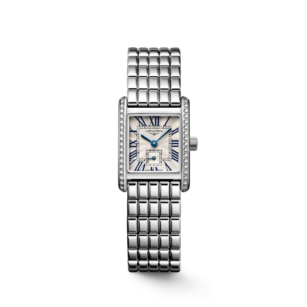 Longines "Mini Dolcevita" Watch with Silver "flinqué" Dial - 29mm, 0.46 CTTW - Carter's Collective Fine Jewelry