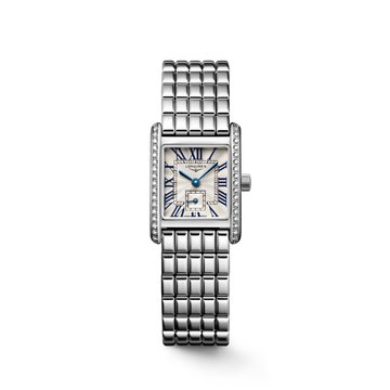 Longines "Mini Dolcevita" Watch with Silver "flinqué" Dial - 29mm, 0.46 CTTW - Carter's Collective Fine Jewelry