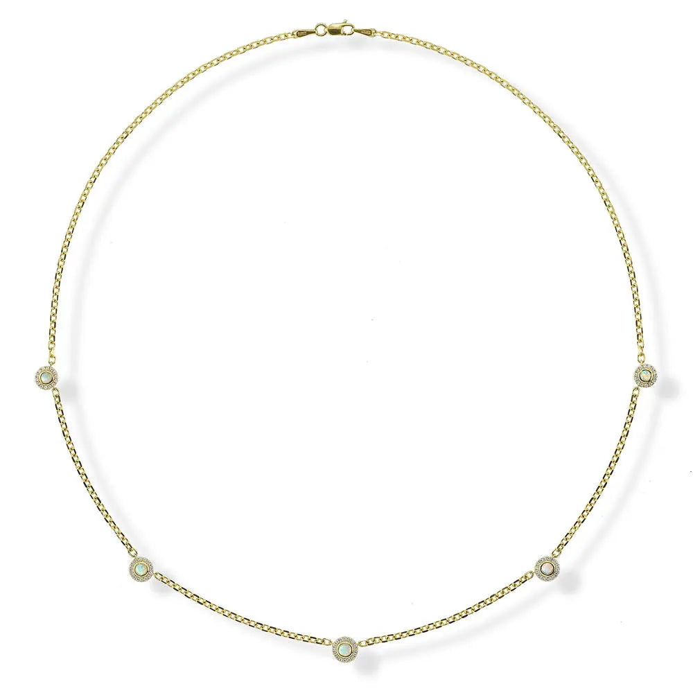 Australian Opal and Diamond Station Necklace, 0.95 CTTW - Carter's Collective Fine Jewelry