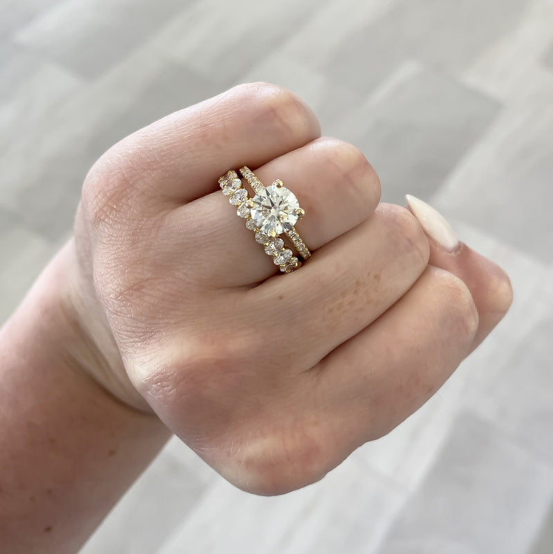 Round Diamond Engagement Ring with Diamond Band