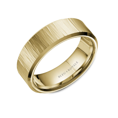 Men's Wedding Band with Bark Center - Carter's Collective Fine Jewelry