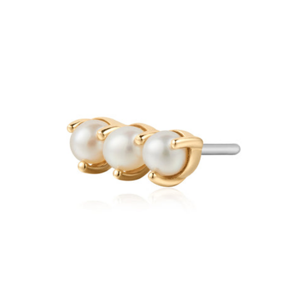 Kynslee Triple Pearl Piercing Stud Earring (Single) - Carter's Collective Fine Jewelry