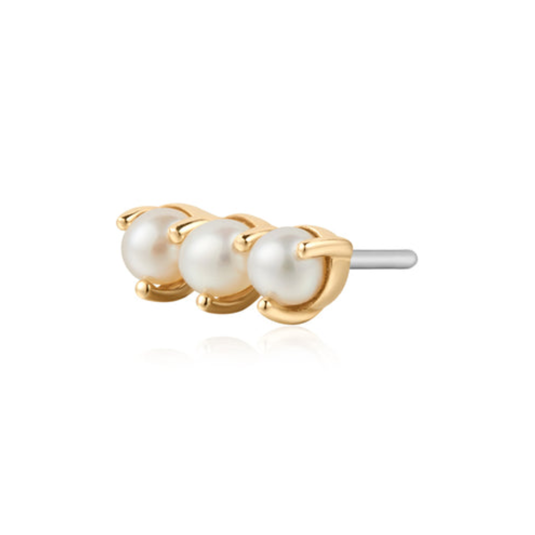 Kynslee Triple Pearl Piercing Stud Earring (Single) - Carter's Collective Fine Jewelry
