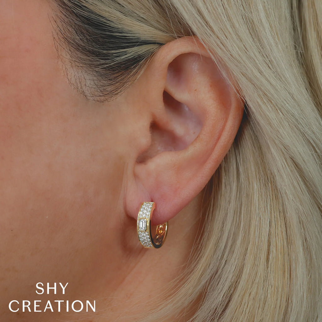 Emerald Cut Diamond Huggie Hoop Earrings - Carter's Collective Fine Jewelry