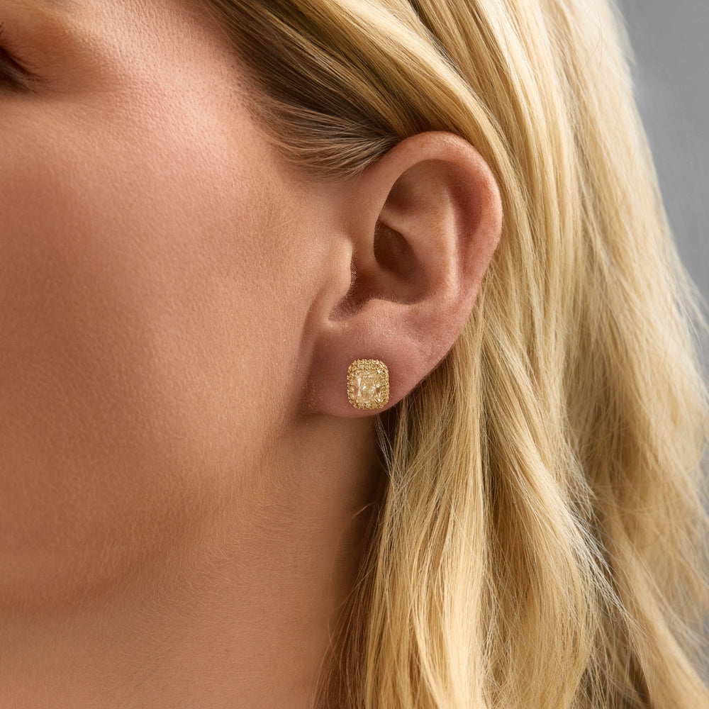 Yellow Diamond Radiant Halo Stud Earrings - Carter's Collective Fine Jewelry