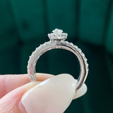 Previously Loved Marquise Diamond Halo Engagement Ring with Bands, Soldered Three Piece Wedding Set