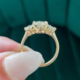 Evangeline Elongated Antique Cushion Cut Natural Diamond Vintage Inspired Three Stone Engagement Ring