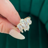 Evangeline Elongated Antique Cushion Cut Natural Diamond Vintage Inspired Three Stone Engagement Ring