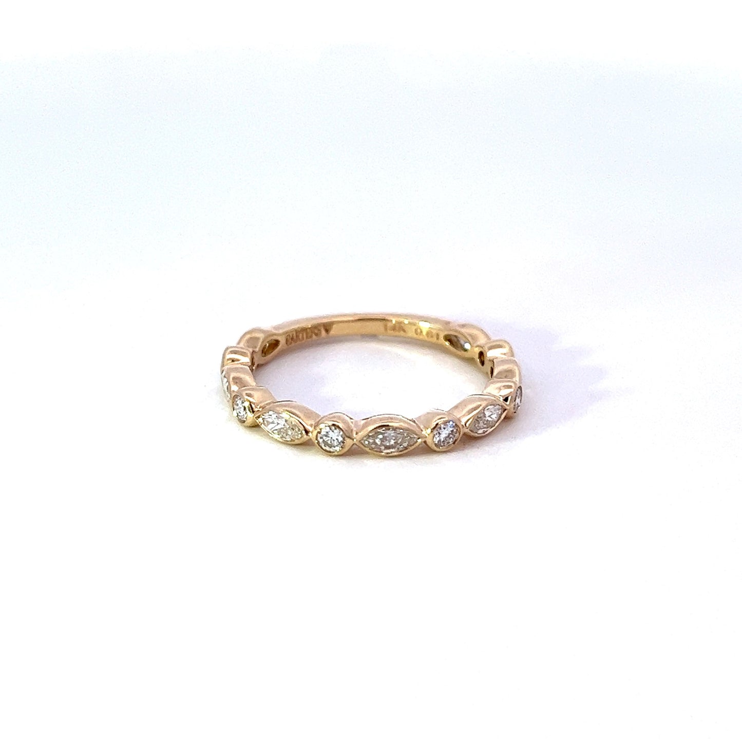 Bezel Set Alternating Round & Marquise Diamond Wedding Band