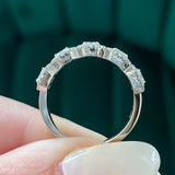 Previously Loved Emerald Cut Diamond Halo Anniversary Half Eternity Band