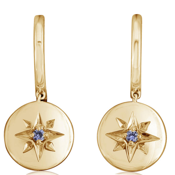 Montana Yogo Sapphire Starburst Medallion Charm Earrings