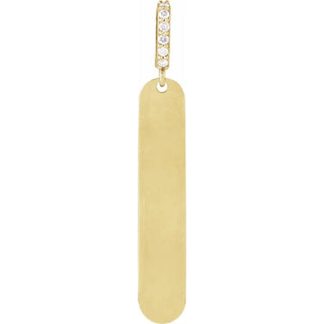 Diamond Accented Engravable Bar Charm, 0.05cttw - Carter's Collective Fine Jewelry