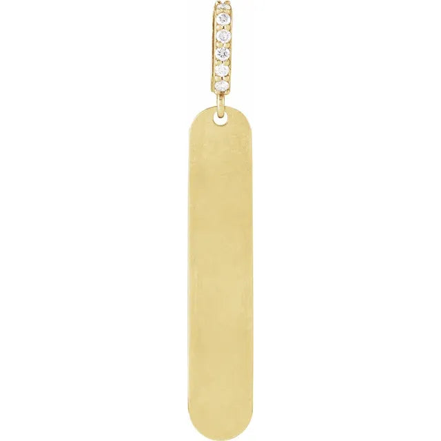 Diamond Accented Engravable Bar Charm, 0.05cttw - Carter's Collective Fine Jewelry