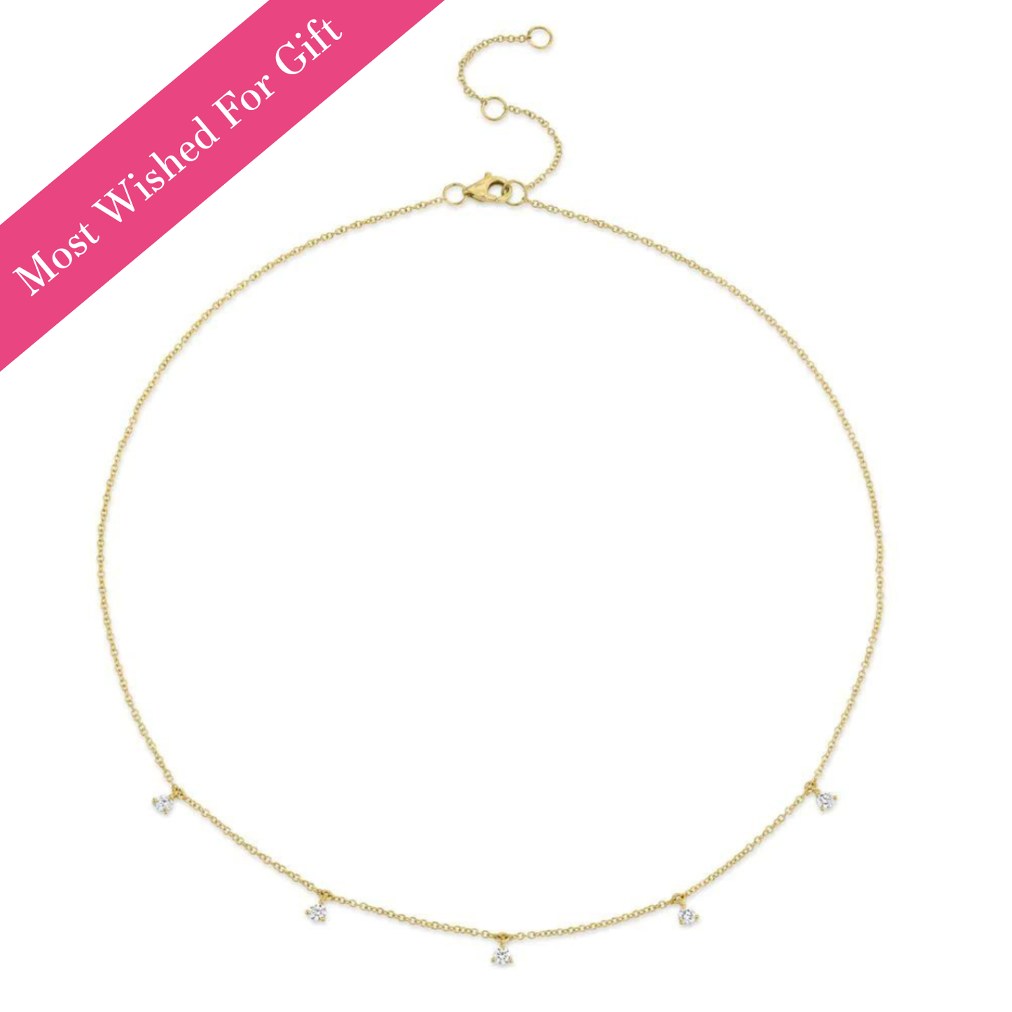 Cleopatra Dancing Diamond By The Yard Necklace, Yellow Gold