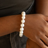 South Sea Pearl Bracelet with Pave Diamond Clasp, 7"