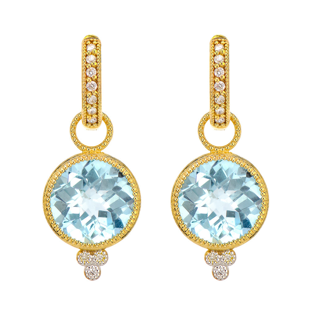 Sky Blue Topaz with Diamond Accent Earring Charms (Pair)