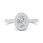 Oval Diamond Halo Semi Mount Engagement Ring Setting with Diamond Gallery Detail (Does Not Include Center Stone)
