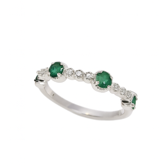 Emerald Alternating Half-Eternity Stackable Band - Carter's Collective Fine Jewelry