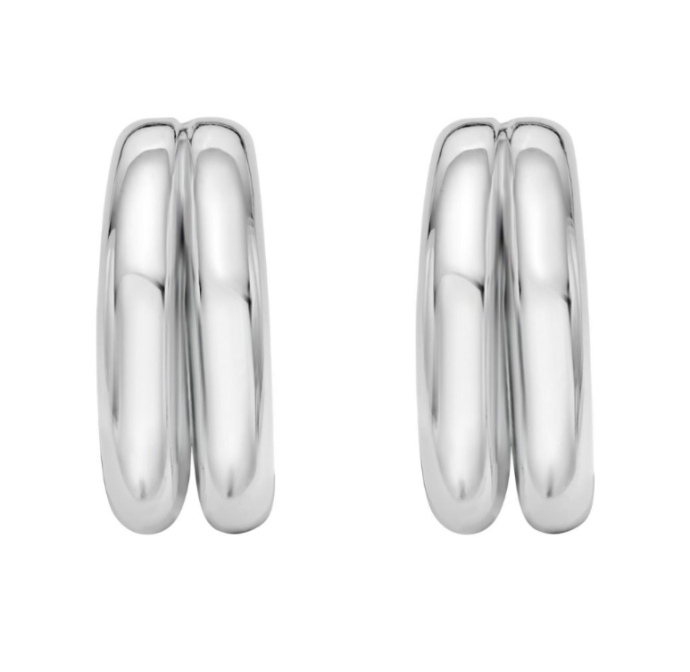 Sterling Silver Polished Double Hoop Earrings (Pair)