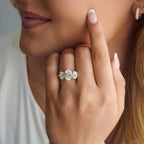 Magnolia Oval Cut Three Stone Lab Grown Diamond Engagement Ring, 3.64 CTTW - Carter's Collective Fine Jewelry